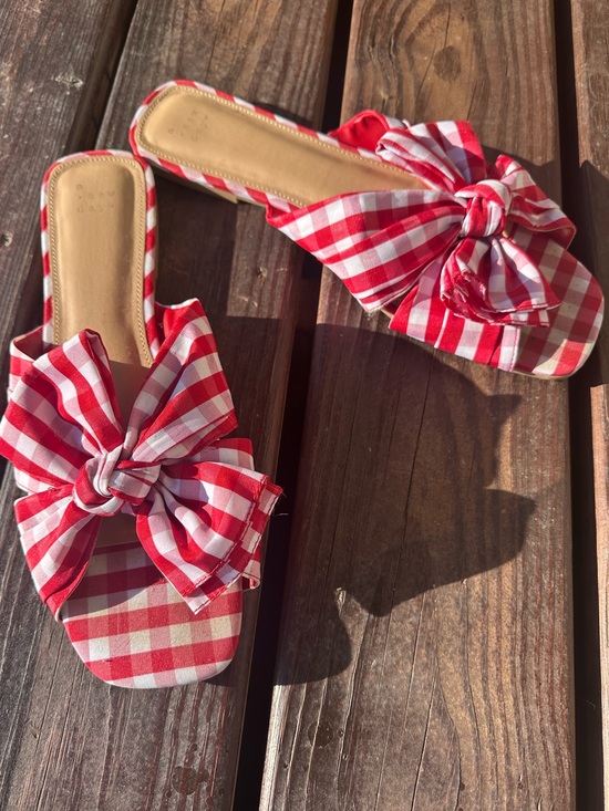 A New Day Target Shoes - Red Gingham Bow Slide Sandals-A New Day size 12 women’s